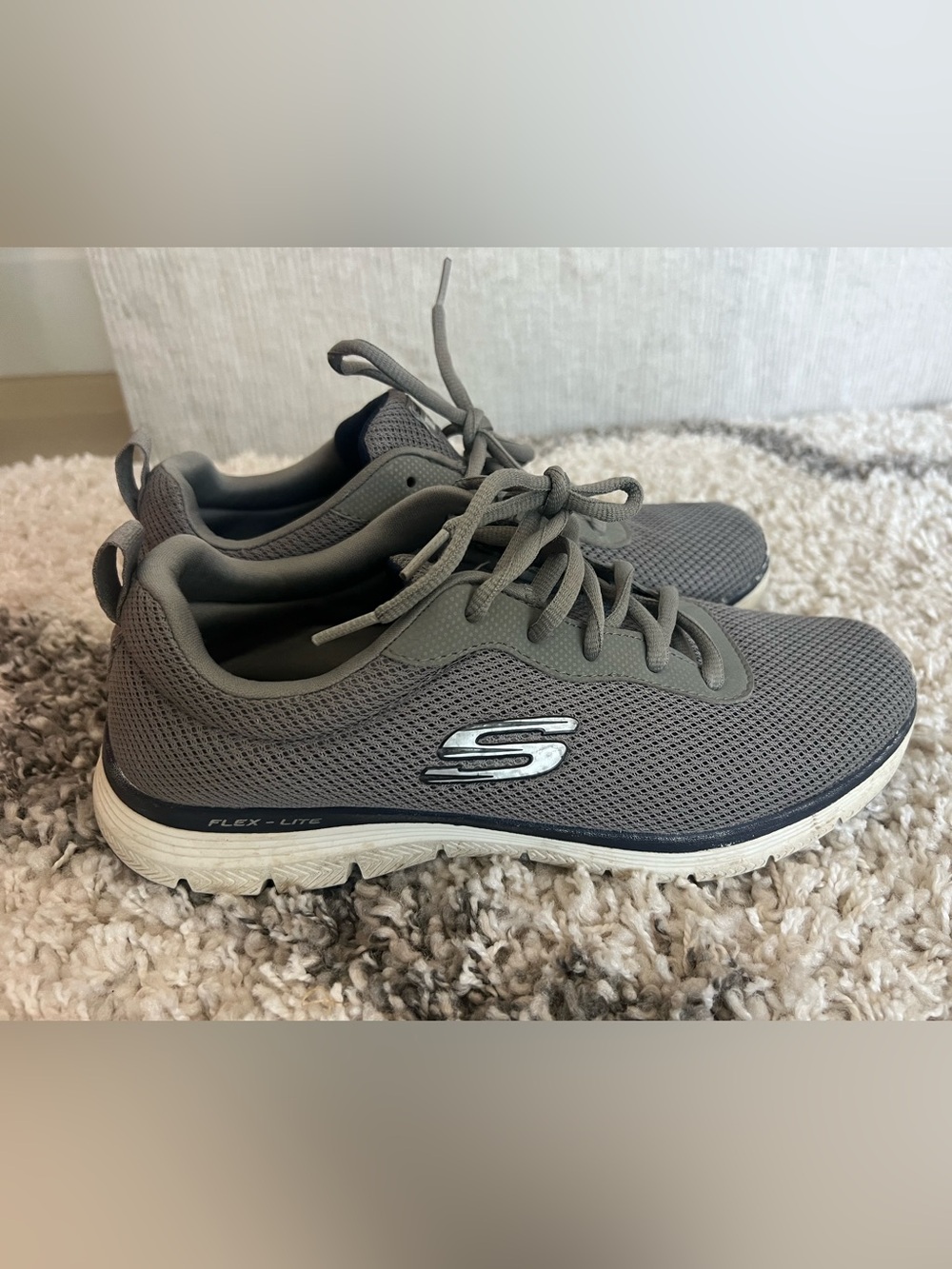 Skechers Men’s Gray Mesh Lace-Up Athletic Trainers